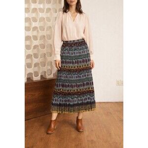 Eddie Bauer Silk Maxi Skirt Tribal Print Vintage Boho Skirt Sz LP Artsy Festival